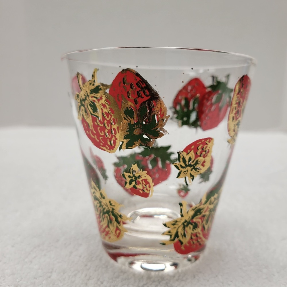 Georges Briard Strawberry & gold old fashioned tumbler glass